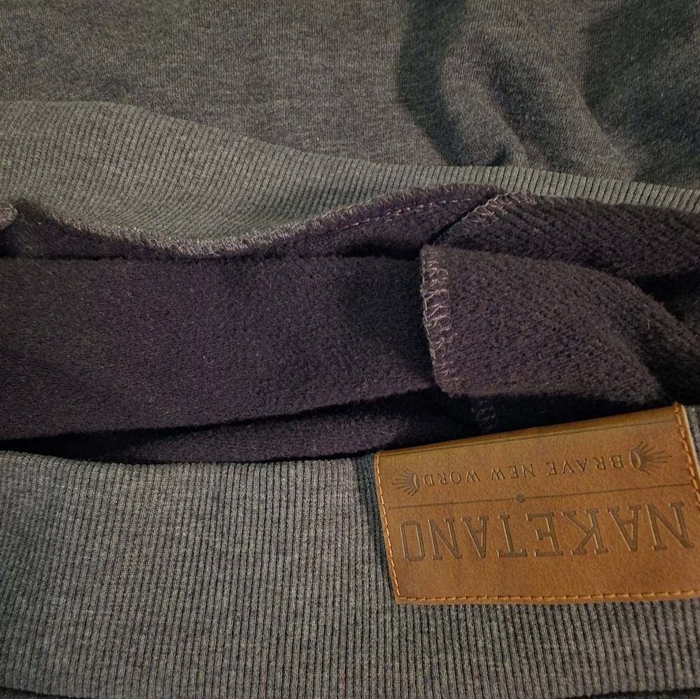 Naketano Fleece Cowl Neck Hoodie Medium Charcoal Gray - Picture 9 of 12